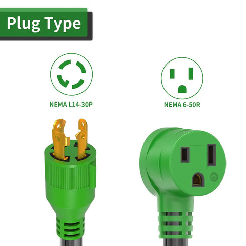 Beefy Welder Power Adapter From Generator 4 Prong 30 Amp To Welder 50 Amp NEMA L14 30P To 6 50R 12 Inch plug types illustration