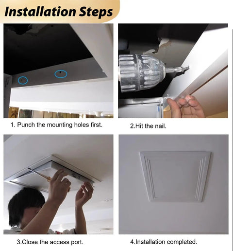 Installation steps for Heavy Duty Drywall Access Panel With Smooth Operating Handle Recessed Metal Wall Hole Cover For Indoor Hvac Ducts And Attic Laundry Sleek Aluminum Service Door 36 By 40 Inches No Sweat Install.