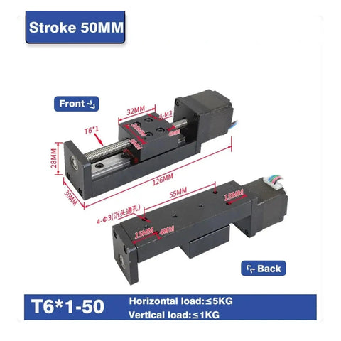 All In One CNC Sliding Table Rail Linear Stage Kit With XYZ Axis Motion, 200mm Stroke, close-up view with dimensions