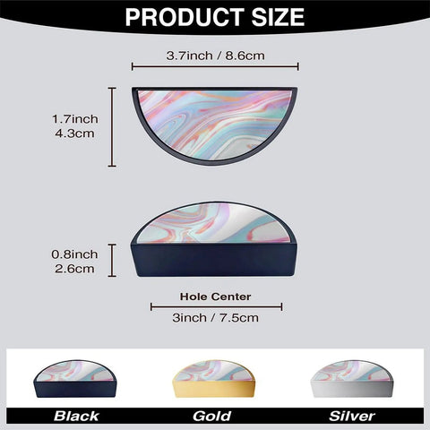 Diagram of 2 Pack Marble Pattern Cabinet Pulls With Fluid Texture Finish 3 Inch Center To Center Black Semicircle Drawer Handles