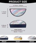 Two Pack Marble Pattern Cabinet Pulls With Fluid Texture Finish Black Semicircle Drawer Handles 3 Inch Hole Center shown in product sizes.