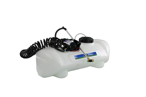 15 Gallon ATV Boomless Broadcast Sprayer With 16 Foot Swath, 2.2 GPM On Demand Diaphragm Pump, UV Resistant Translucent Tank