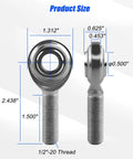 1/2-20 Heim Joint Rod End Kit LH RH With Tube Adapters And Jam Nuts For Linkages, Suspension And Steering Systems, Beefed Up Spherical Bearings For Auto, Kart, RC, And DIY Projects; 1/2"-20 thread size