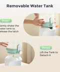 Portable Instant Water Warmer For Baby Formula With Adjustable Temperature Settings And Quick Heating Technology That Is A Legit Game Changer For On The Go Parents Who Want Seamless Bottle Prep Daily showing detachable water tank removal steps.