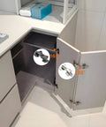 Solid As A Rock 165 Degree Soft Close Cabinet Hinges installed on kitchen cupboard doors in satin nickel finish.