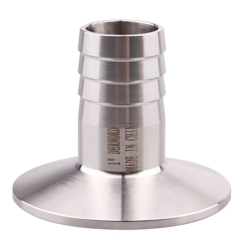 DERNORD 2-inch tri-clamp to 1-inch hose barb adapter in SUS304 stainless steel, front view