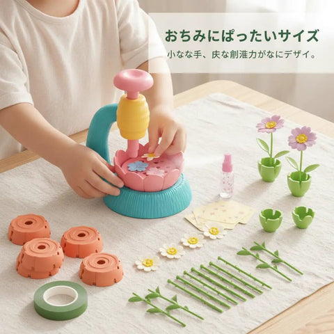 Kids DIY Craft Kit For Creative Imagination And Personal Art Projects At Home Fun Reusable Paper Materials That Inspire Creative Expression Through Hands On Crafting And Colorful Family Friendly Fun, child assembling paper flower craft kit on table