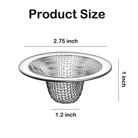 Super Sturdy 10 Pack Stainless Steel Drain Strainers For Sink And Tub Rust Proof Mesh Hair Catchers size dimensions 2.75x1 inch.