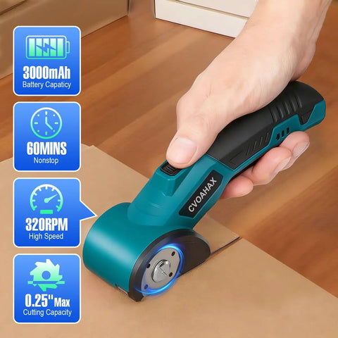 Cordless Electric Scissors With Slick Design And Heavy Duty Motor For Zero Sweat Cardboard Cutting fabric trimming leather cutting and plastic snipping that gets the job done without any fuss in use on cardboard.