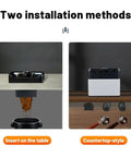 Electric Portafilter Cleaner Slaps Coffee Grounds Out Of Your Filter Effortlessly, showcasing two installation methods.