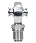 Track Day Ready Chromoly Rod End Ball Joint featuring one inch bore and one one quarter twelve thread, shiny finish, front view.