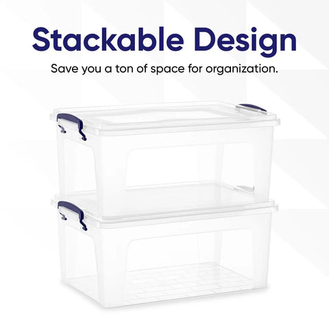 Top Shelf Clear Plastic Storage Boxes With Snap Tight Lids And Stackable Organizers For Crafts And Home Offices, Bpa Free Crates To Kick Clutter Aside And Keep Your Gear Tidy