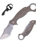 EDC Pocket Knife With 2.97 Inch 14C28N Blade, G10 Handle, Folding Knife Top Liner Lock shown open and folded with pocket clip.
