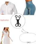 60-Piece Hooks And Eyes Go-To Closure Set for Bra Clothing Trousers and Skirts DIY Craft, black hook and application examples