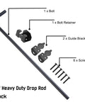 18 Inch Drop Cane Bolt Gate Latch, Beefy Heavy Duty Black Solid Steel Ground Drop Rod For Wood Metal PVC Vinyl Fences And Doors, Corrosion Resistant Outdoor Gate Hardware, 1 Pack with components