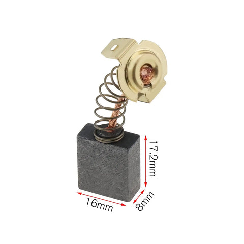 Image of Two Pack Motor Carbon Brushes 1313113 top view, graphite pad with gold spring connector for power tools.