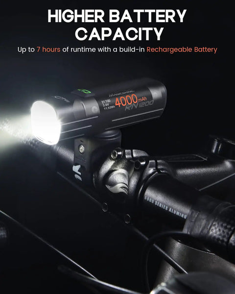 All In One 1200 Lumen Bike Light With CREE LED, IPX7 Waterproof, 4000mAh Type C Battery And Reverse Charging, Beast Mode Bright Headlight For Mountain, Road And City Bikes