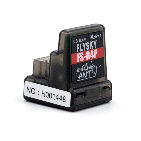 4 Channel 2.4GHz RC Receiver With Single Antenna, PWM Output, ANT Protocol, black compact design with FS-R4P label.