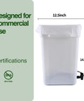 5 Gallon Commercial Cold Brew System For Home Office Or Small Cafe That Lets You Brew Big Batches For A Week Or More Plus No Mess Spigot And Food Grade Materials With A Handy Recipe Guide Included, BPA free, side view with dimensions.