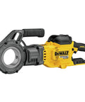 DeWalt Flexvolt 60V Max Brushless Pipe Threader Kit With Die Heads, cordless power tool for demanding tasks, side view.