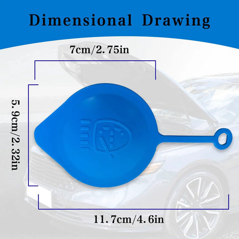 Dimensional drawing of Replacement Windshield Washer Fluid Cap Ring Lid For Honda Accord Civic CRV CRX Blue Fits 5.9cm Diameter