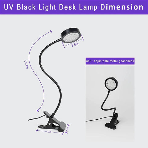 Gooseneck UV Curing Lamp For Resin And Gel Nails, 5W 395nm, USB Powered With 1.5m Cable, flexible 360-degree clip on desk light