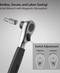 12 In 1 Bike Tool Kit With Ratchet Wrench showing magnetic absorption and adjustment switch