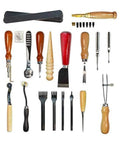 Leather Tools Kit For Stitching Punching Carving Groover Set DIY Leather Craft Tool Kit With 18 Pieces For Hand Stitching