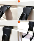 Close-up of Black Slatwall Hooks And Hangers Set, 8 Pack, heavy-duty wall mount for garage organization, easy mounting on slatwall
