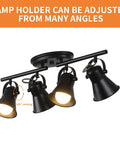 4-Light Track Lighting Kit Black Semi Flush Mount Ceiling Light With Four Rotatable Heads, shown adjusting label.