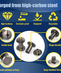 Hella Durable Chicago Screws For Leatherworking M5 X 5Mm Gunmetal Black Hardware 60 Same Size Sets showing high-carbon steel construction details.