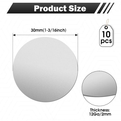 10 Pcs 304 Stainless Steel Discs 30mm Diameter 2mm Thick Flat Round Blank Metal Plates for Crafts DIY Projects Stamping Engraving.