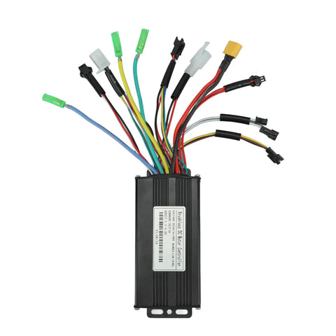 Brushless Motor Controller Kit For Electric Bikes With LCD Display, 26A Sine Wave Controller featuring wiring connectors.