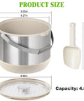 Keep It Frosty 4.8 Liter Insulated Ice Bucket With Snug Fit Lid And Drop Handle Scoop dimensions 9.05in x 8.27in, scoop included.