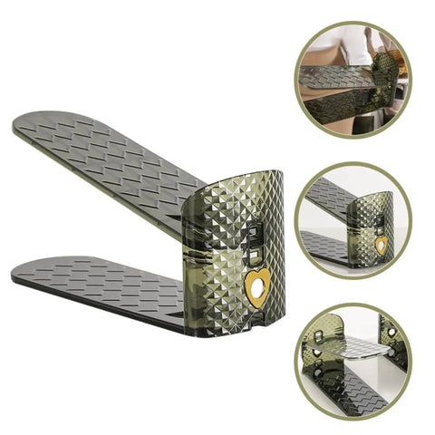 Built Different Double Layer Shoe Slot Organizers For Closets Adjustable Vertical Storage Racks In Vibrant Green, featuring a diamond pattern design.