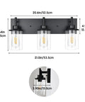 Matte Black 3 Light Vanity Wall Sconce With Clear Glass Shades For Bathroom Bedroom Hallway Or Kitchen Dope Farmhouse Style