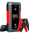 5000A Peak Jump Starter For Cars With 12V Battery Pack, shown with LCD display and clamps, Portable Jump Box with USB Output