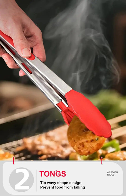 Stainless Steel Grill Tool Set With Chef Spatula Tongs And Fork Outdoor Barbecue Utensils Kit Built To Last Travel Ready Grilling