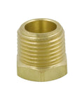 Brass hex pipe bushing, 1/2 in NPT male to 3/8 in NPT female adapter