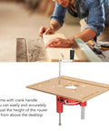 Heavy Duty Router Lifter System Kit With Crank Handle For Small Router Tables, featuring precision adjustment plate and handle.