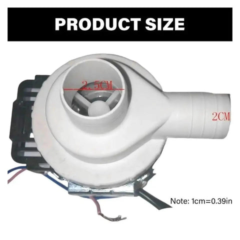 Heavy Duty Washing Machine Drainage Pump Pulls Water Fast With Absolutely Zero Fuss Universal Washer Motor Replacement Part Simple Snap In Setup For Stress Free Laundry Days showing the size and design of the drain pump.
