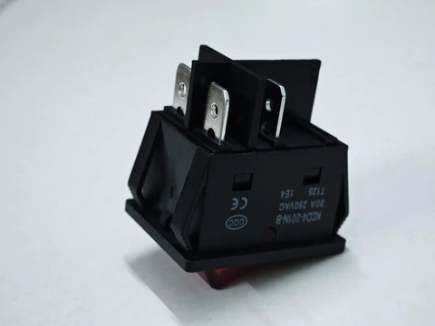 Heavy Duty 30A 250V DPST Rocker Switch 4 Pin Red Lighted On Off Toggle For 120V Or 240V Use, High Current 30 Amp Rating, Dual Pole Single Throw Switch, T125 Temperature Range Minus 25 To 85 Celsius, 2 Pack black 4-pin rocker switch with red lens