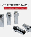 Dope Mag Style Lug Nuts In Crisp Chrome Shine With Heavy Duty Center Washers And Razor Sharp 12mm X 1.5 Threads Built Tough For Your Whip Fast 13/16 Hex Setup Fits Toyota Mazda Mitsubishi And Weld Racing Wheels Pack Of 20 displayed in a close-up view.