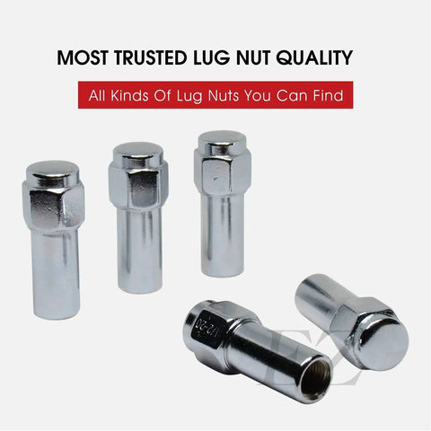 Dope Mag Style Lug Nuts In Crisp Chrome Shine With Heavy Duty Center Washers And Razor Sharp 12mm X 1.5 Threads Built Tough For Your Whip Fast 13/16 Hex Setup Fits Toyota Mazda Mitsubishi And Weld Racing Wheels Pack Of 20 displayed in a close-up view.