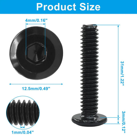 Heavy Duty 1/4-20 X 1-1/4 Inch Flat Head Hex Socket Cap Screws 30 Pack with size measurement and detailed thread view.