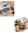 Stylish Double Roller Cabinet Latches With Spring Action For Cupboards Drawers Doors, showing metallic and color options in hand.