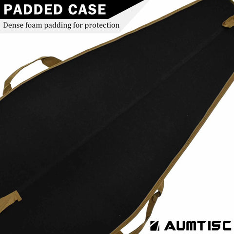 Soft Hunting Gear Case For Outdoors And Scopes, Padded Tactical Equipment Bag Open View, Dense Foam Padding, Khaki 52 Inch Size