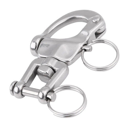 Killer Strength 316 Stainless Steel Jaw Swivel Snap Shackle With Quick Release Pin For Sailboat Halyard And Spinnaker Hook Straight Up Marine Gear Heavy Duty Hardware 70mm