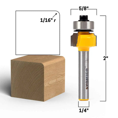 Premium Tungsten Carbide Round Over Router Bit With One Quarter Inch Shank for smooth edges on hardwood projects.