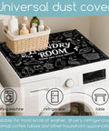 Funny Black Laundry Room Top Dust Cover Pad For Washer And Dryer 23.6 By 19.7 Inches No Slip Protector Mat With Laundry Theme Elements Keeps Tops Safe And Clean